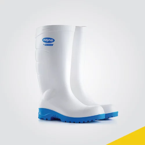 PU Gumboots - with Composite Toe - White/Blue