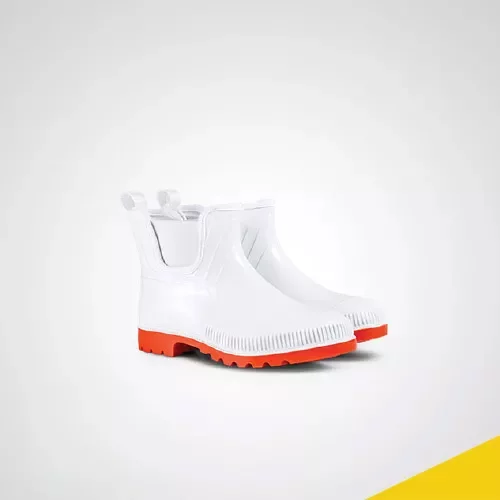 Mens Chelsea Gumboots - White/Red