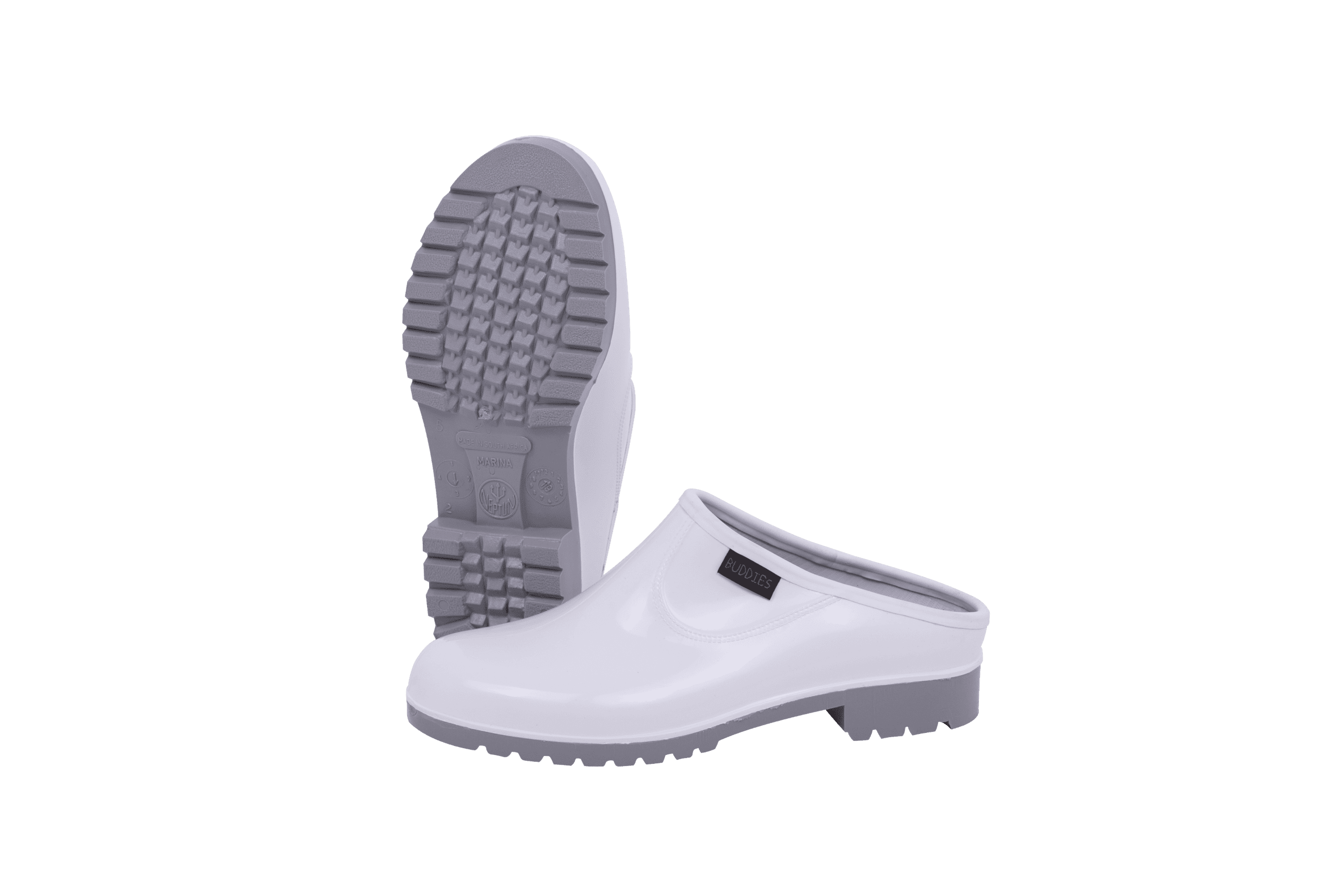 Marina Slip On Clog Gum Boots - White/Grey