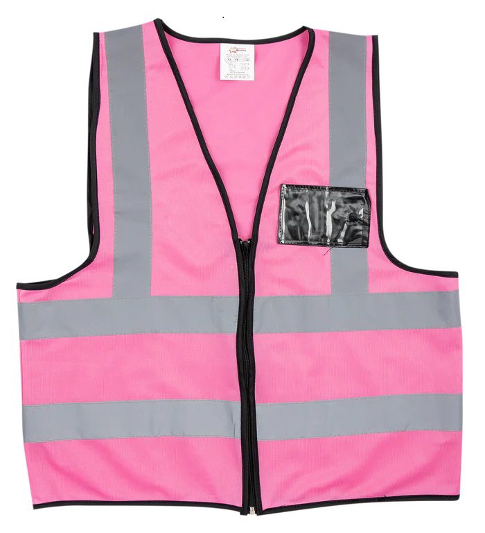 Pink Reflective Vest with Zip & ID Pouch
