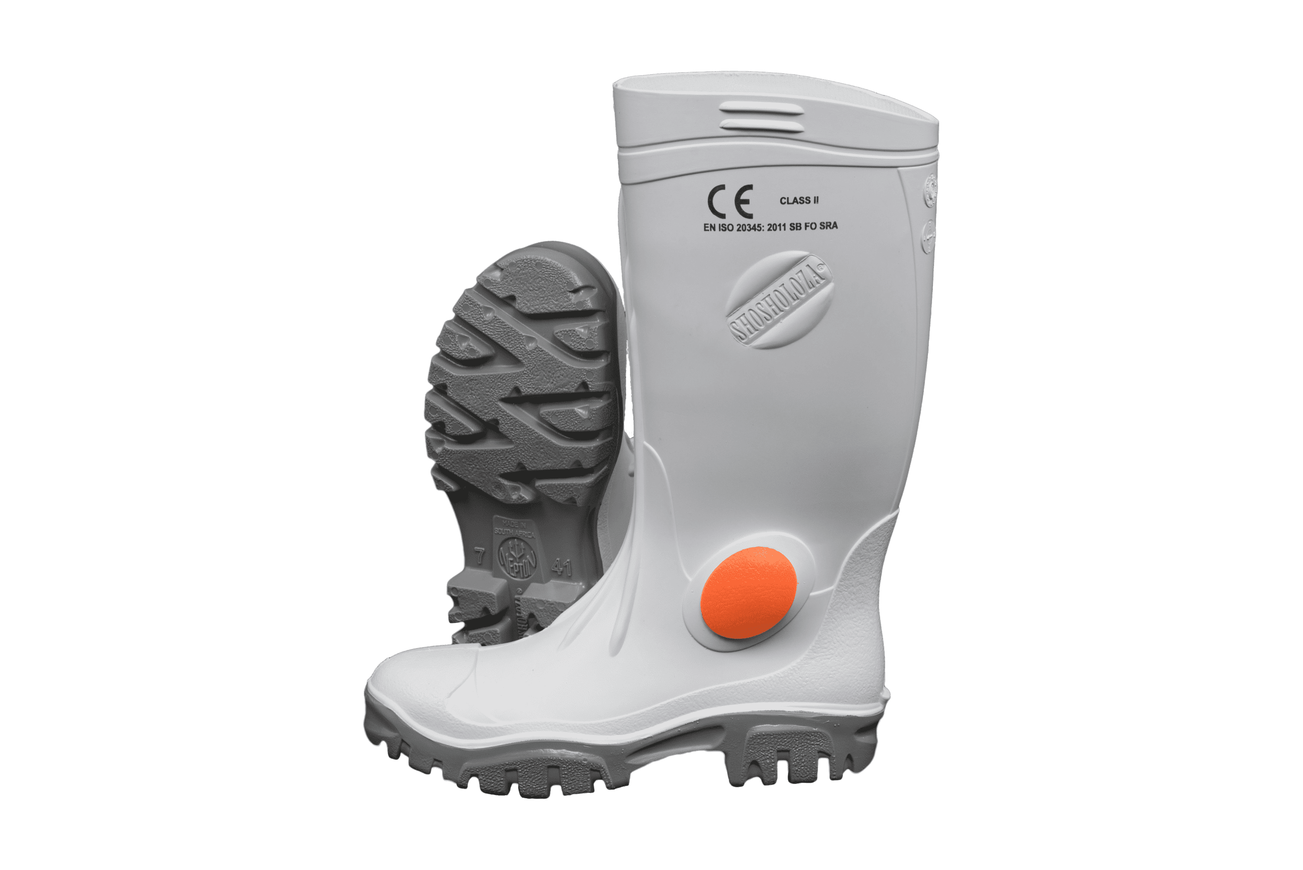 Neptun - Stimela Heavy Duty Gumboot with Steel Toe - White/Grey