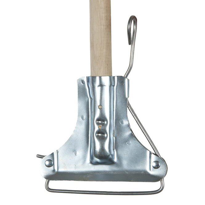 Uncoated Metal Fan Mop Holder with Wooden Handle - Each
