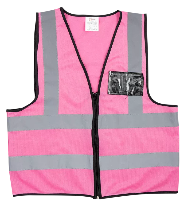 Solid Reflective Vest with Zip & ID Pocket