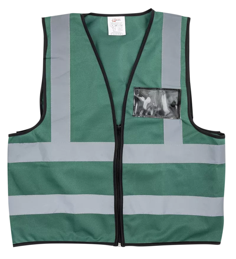 Solid Reflective Vest with Zip & ID Pocket