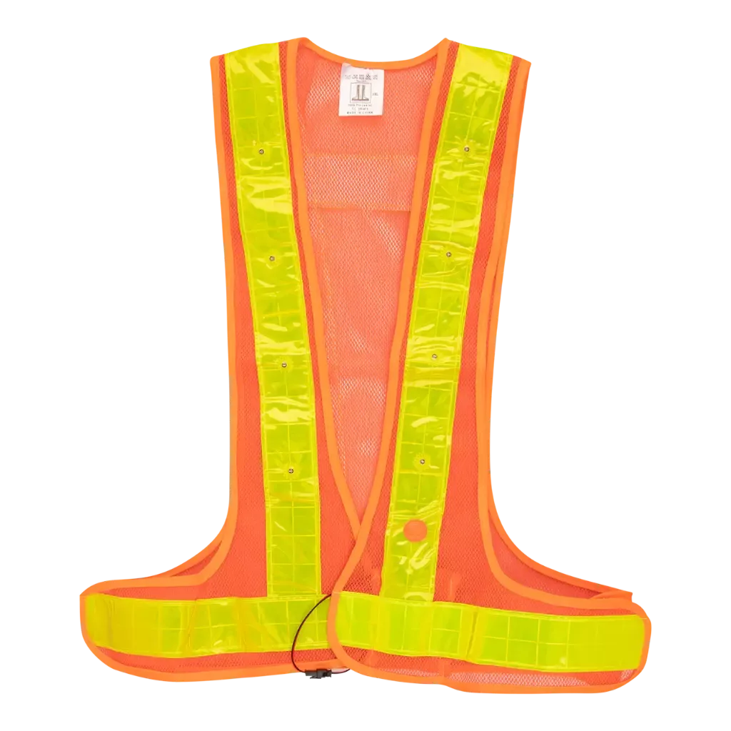 Orange Reflective Vest with LED Light
